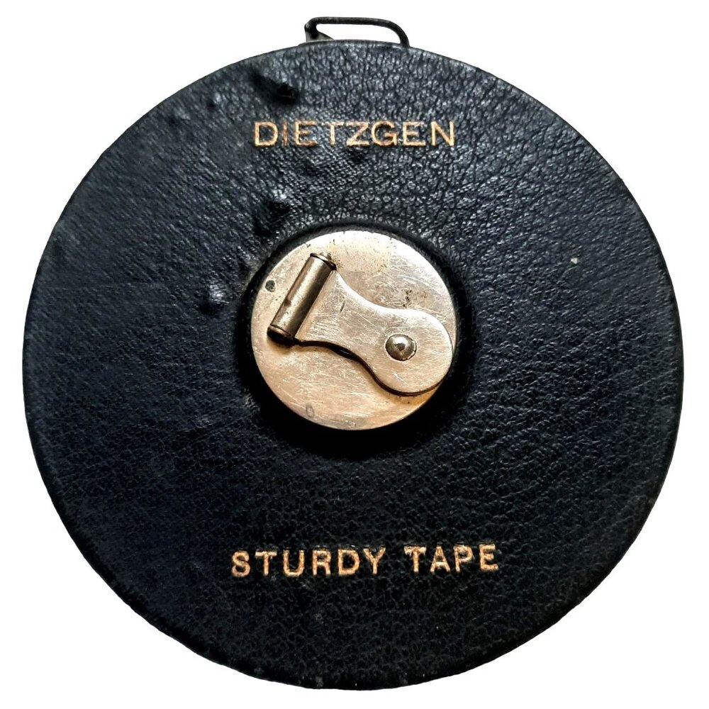 Vtg 30s 40s 50s Dietzgen Sturdy Tape 100 Ft Metal Measuring Tape Leather Covered